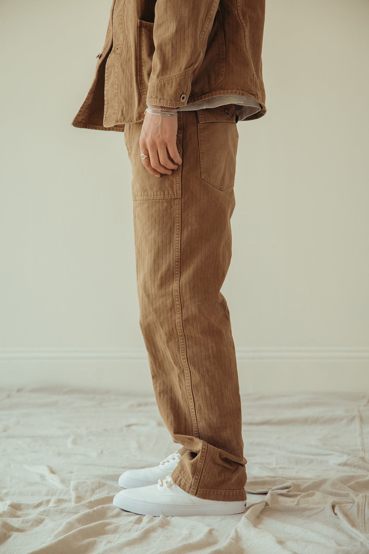 Canoe Club - (EARLY ACCESS) orSlow x Canoe Club Regular Fit Fatigue Pants - Walnut Brown Herringbone Twill - Canoe Club