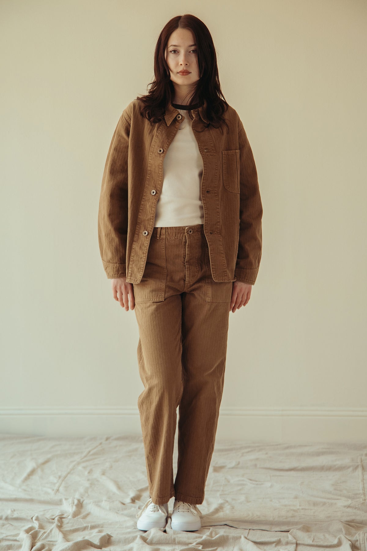 Canoe Club - (EARLY ACCESS) orSlow x Canoe Club Regular Fit Fatigue Pants - Walnut Brown Herringbone Twill - Canoe Club
