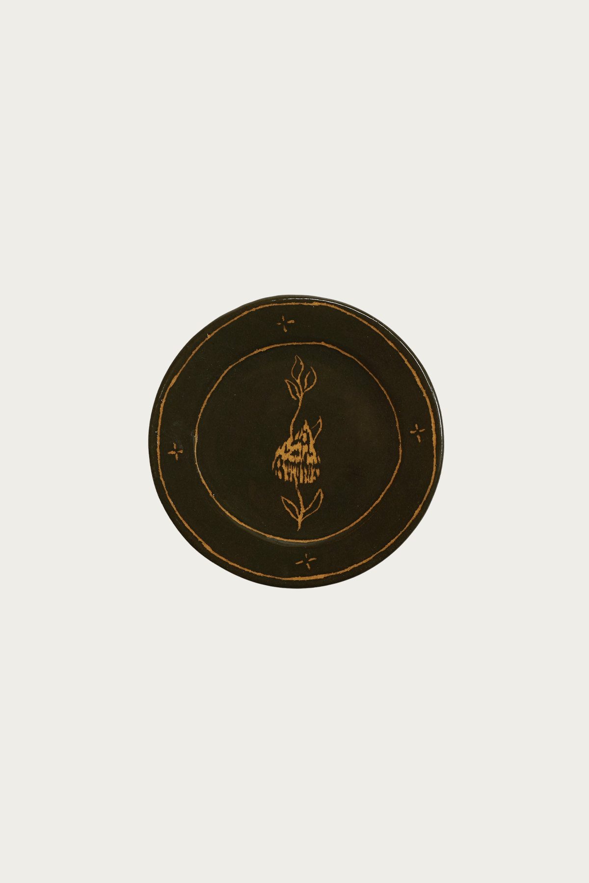 Danny D's Mud Shop - Green Flower - Medium Dinner Plate - Canoe Club