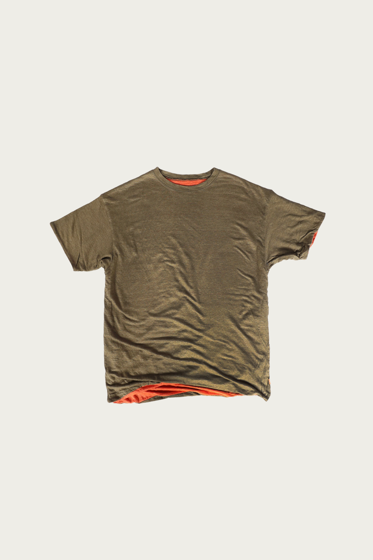 Herill - Linen Reversible T-Shirt - Olive/Orange - Canoe Club