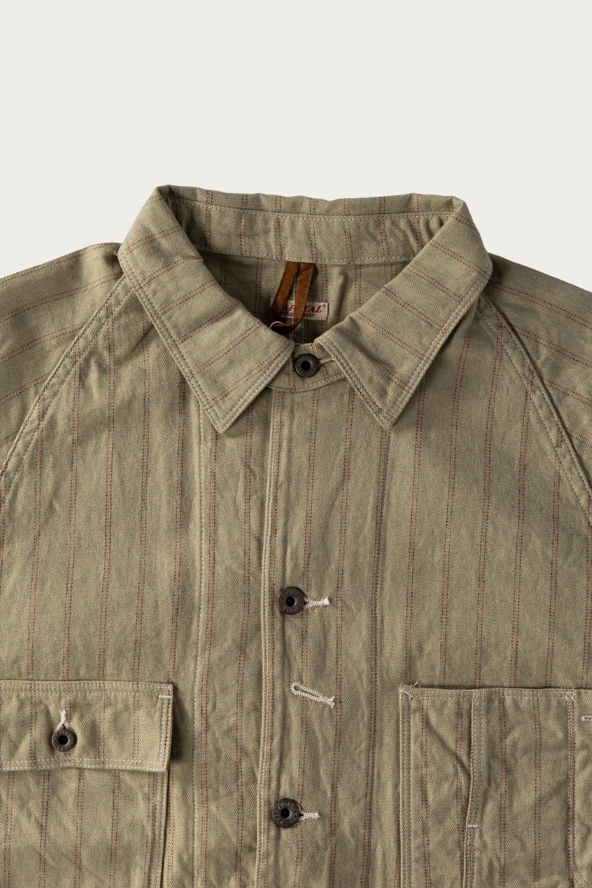 Kapital - Cotton Linen GIBSON Stripe CACTUS Coverall - Light Green - Canoe Club