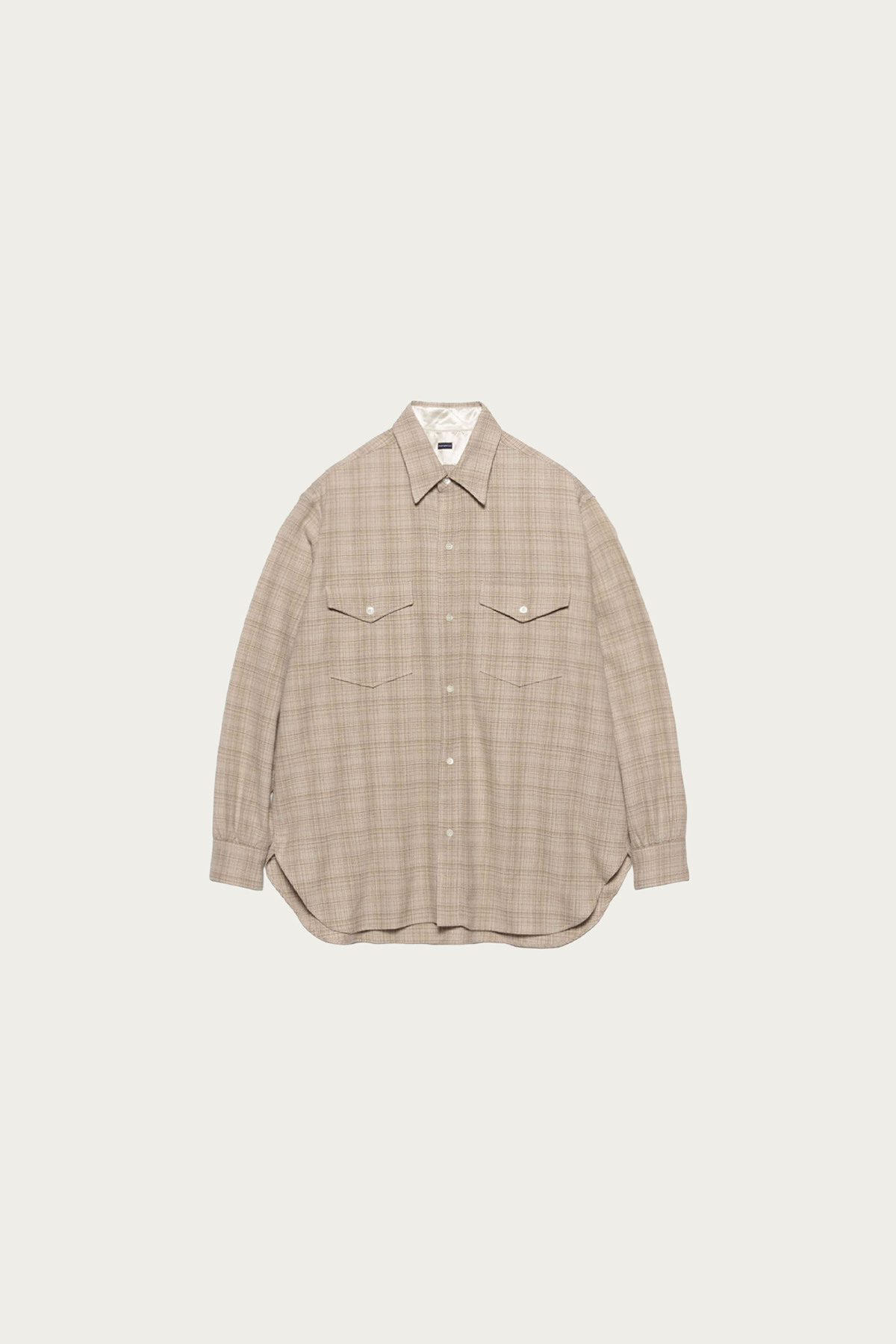nanamica - Regular Collar Wool Plaid Shirt - Beige - Canoe Club