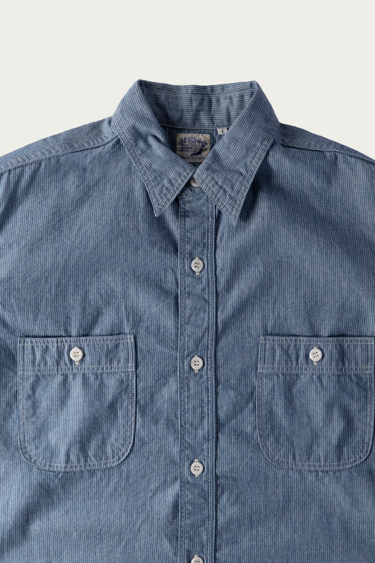 orSlow - Relax Fit Stripe Chambray Work Shirt - Hickory - Canoe Club
