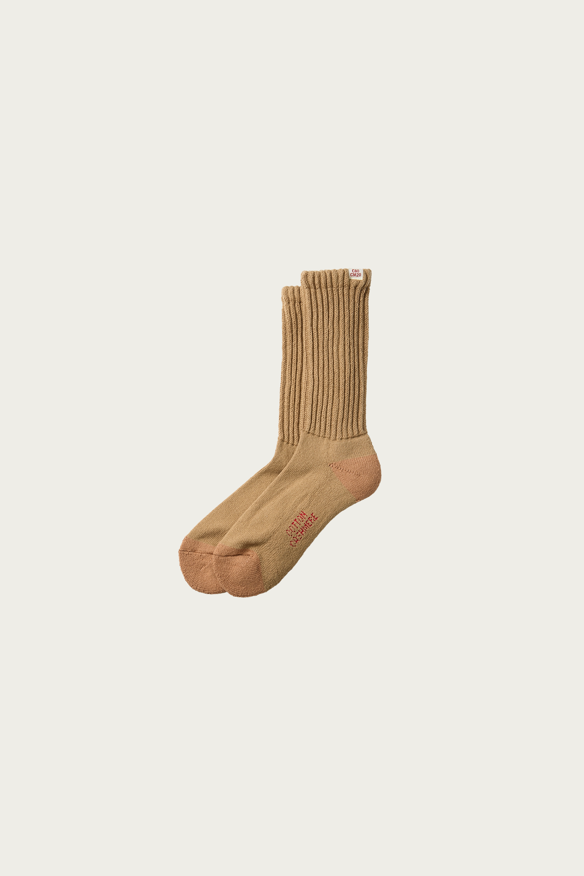 Rototo - Everyday Cashmere Loose Pile Crew Socks - Khaki / Light Brown - Canoe Club