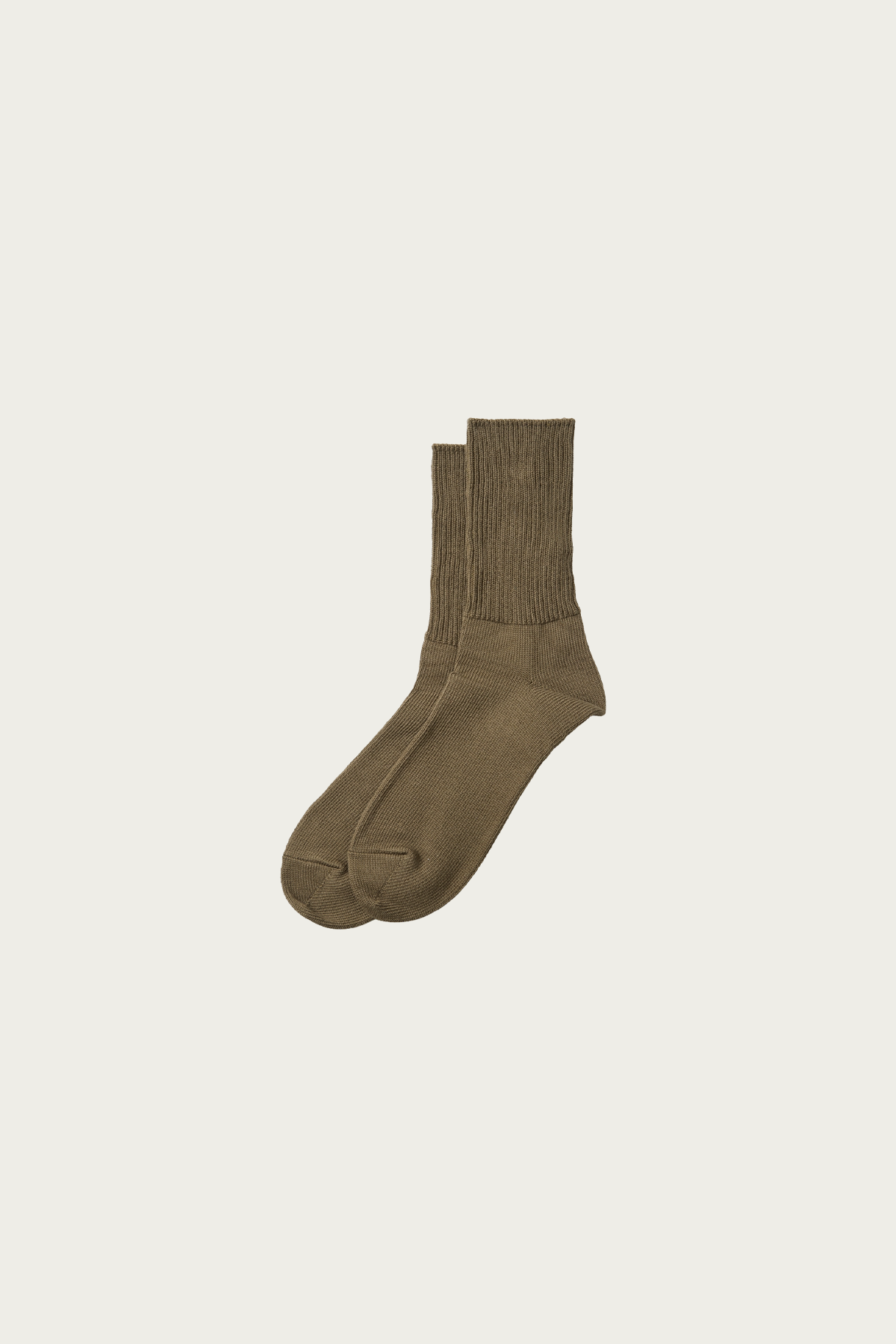 Rototo - Organic Daily 3 Pack Ribbed Crew Socks - Khaki Tones - Canoe Club