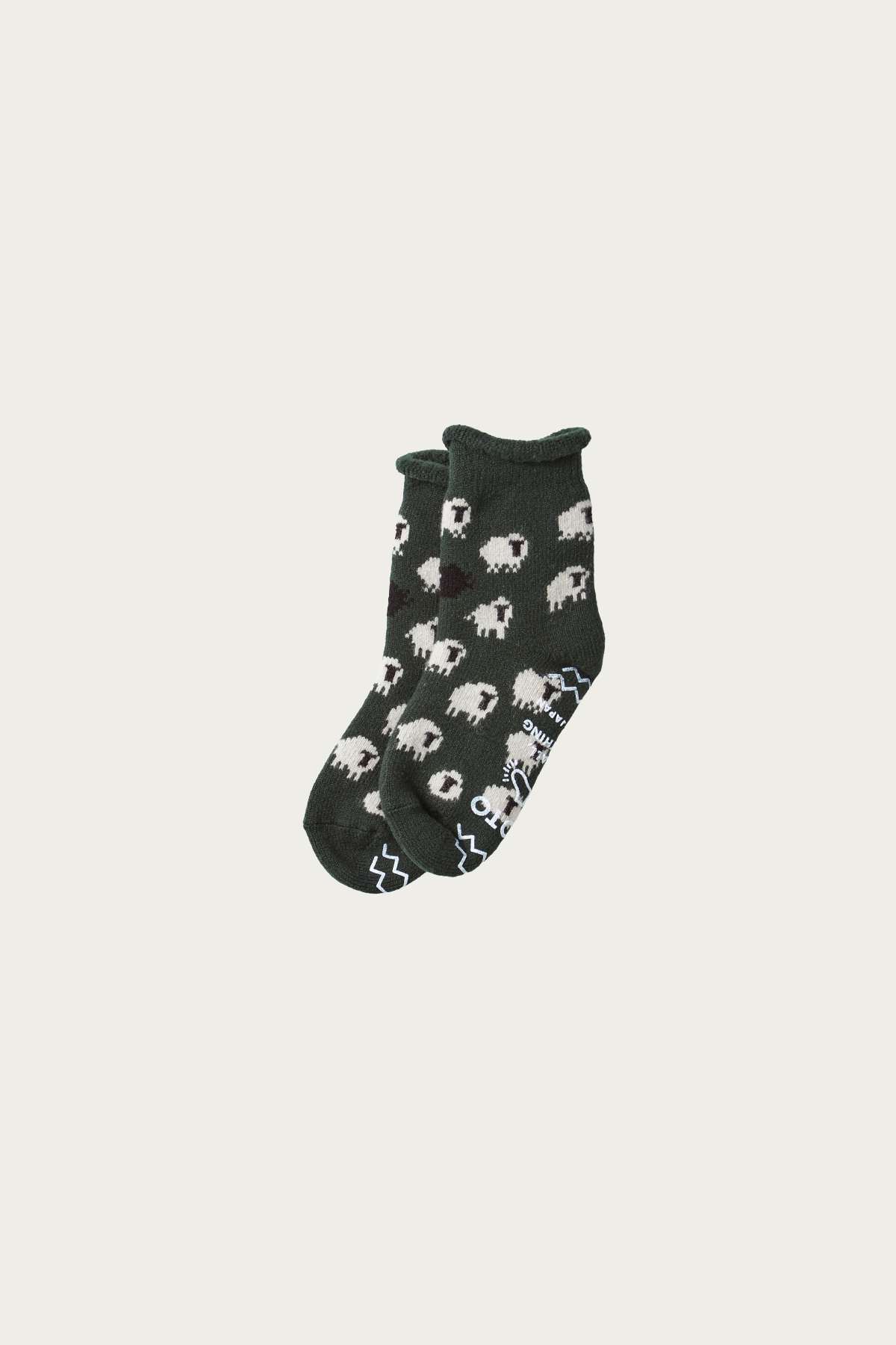 Rototo - Pile Room Socks "Sheep" - Dark Green - Canoe Club