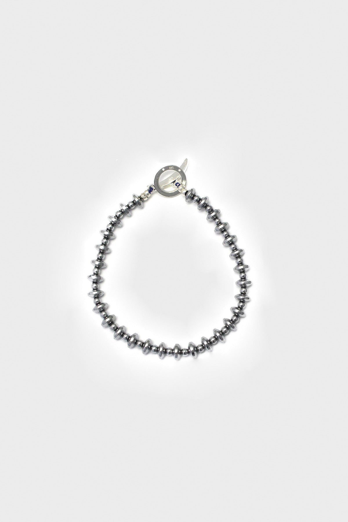Mikia - Hematite Roundel Stone Bracelet - Silk/Sterling - Canoe Club