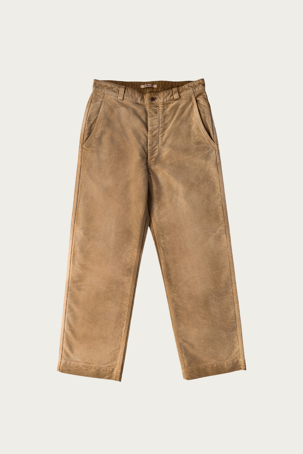 Auralee - Garment-Dyed Organic Cotton Heavy Moleskin Pants - Faded Brown - Canoe Club