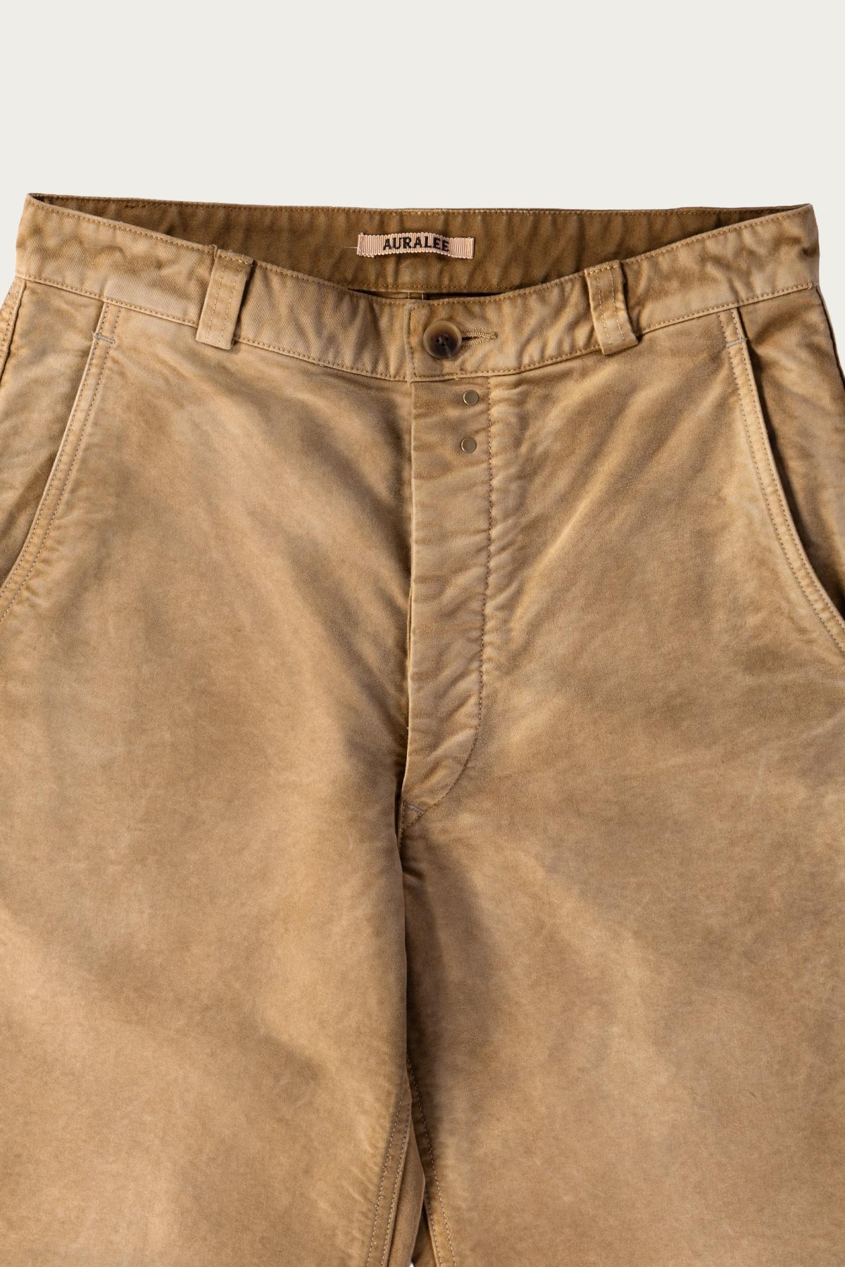 Auralee - Garment-Dyed Organic Cotton Heavy Moleskin Pants - Faded Brown - Canoe Club