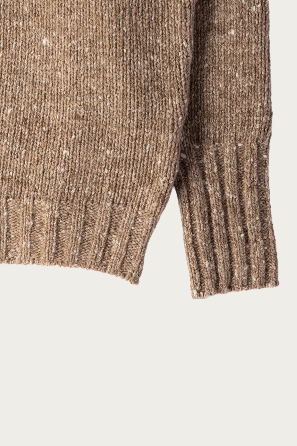 Auralee - Low-Gauge Homespun Tweed Knit Zip Turtle - Top Brown - Canoe Club