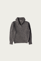 Auralee - Low-Gauge Homespun Tweed Knit Zip Turtle - Top Charcoal - Canoe Club
