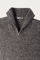 Auralee - Low-Gauge Homespun Tweed Knit Zip Turtle - Top Charcoal - Canoe Club