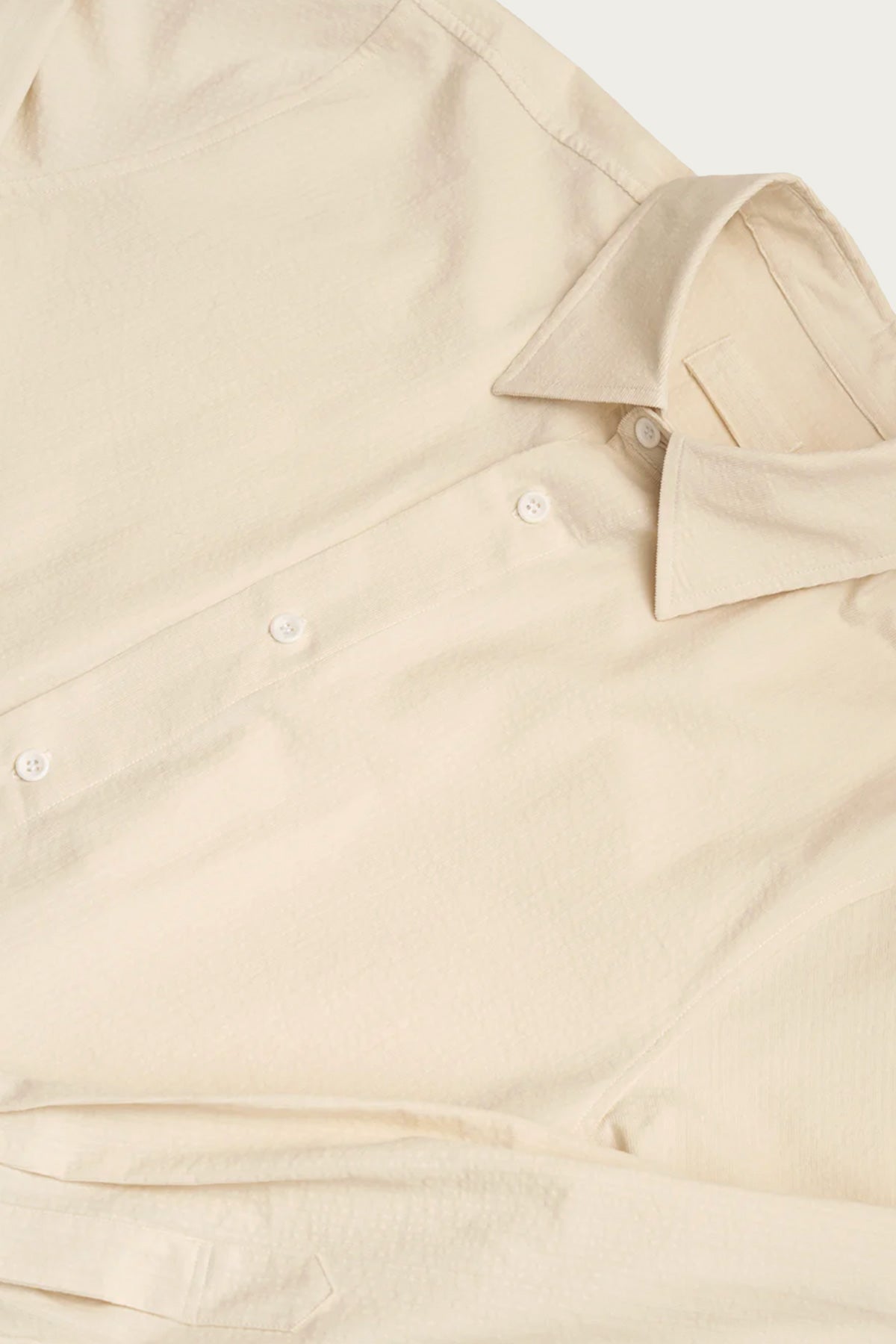 James Coward - Filter Shirt - Off White Cotton Ripple Corduroy - Canoe Club