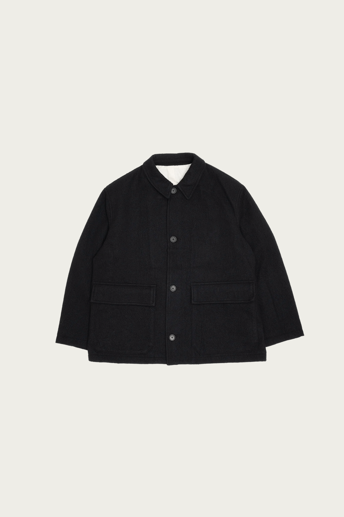 James Coward - Sawed Off Mac - Black Piece Dyed Wool Twill - Canoe Club
