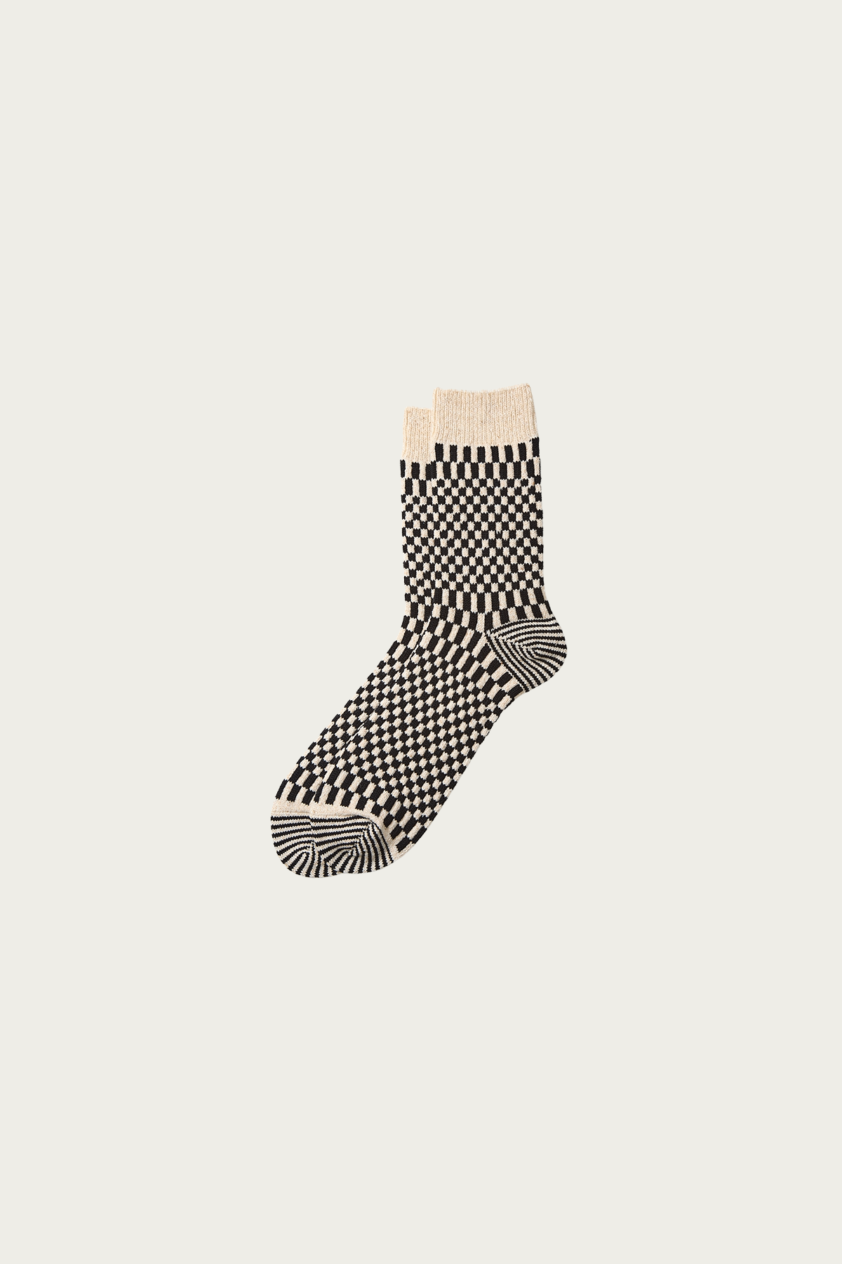 Rototo - Checkerboard Pattern Socks - Black - Canoe Club