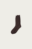 Rototo - Cotton Waffle Crew Socks - Dark Brown - Canoe Club