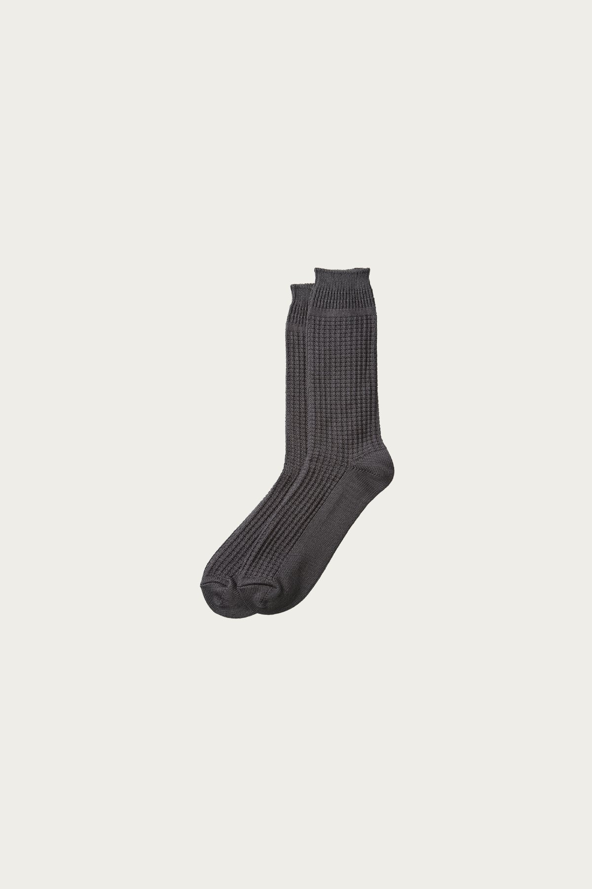 Rototo - Cotton Waffle Crew Socks - Dark Gray - Canoe Club