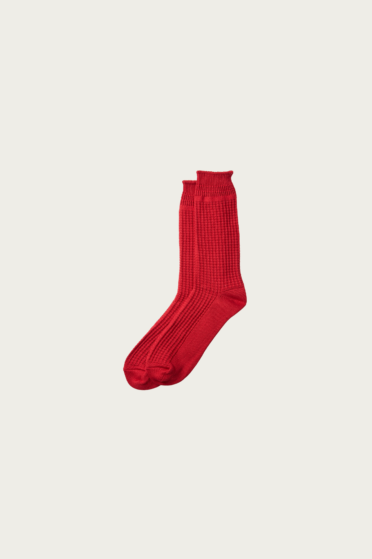 Rototo - Cotton Waffle Crew Socks - Dark Red - Canoe Club