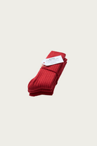 Rototo - Cotton Wool Ribbed Crew 3 Pack Socks - Red - Canoe Club
