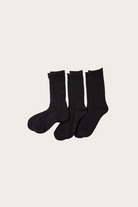 Rototo - Organic Daily 3 Pack Crew Socks - Black - Canoe Club