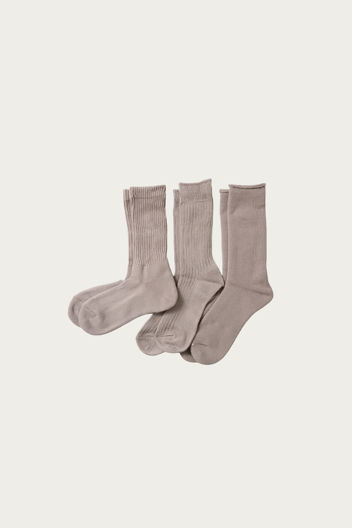 Rototo - Organic Daily 3 Pack Crew Socks - Grayge - Canoe Club