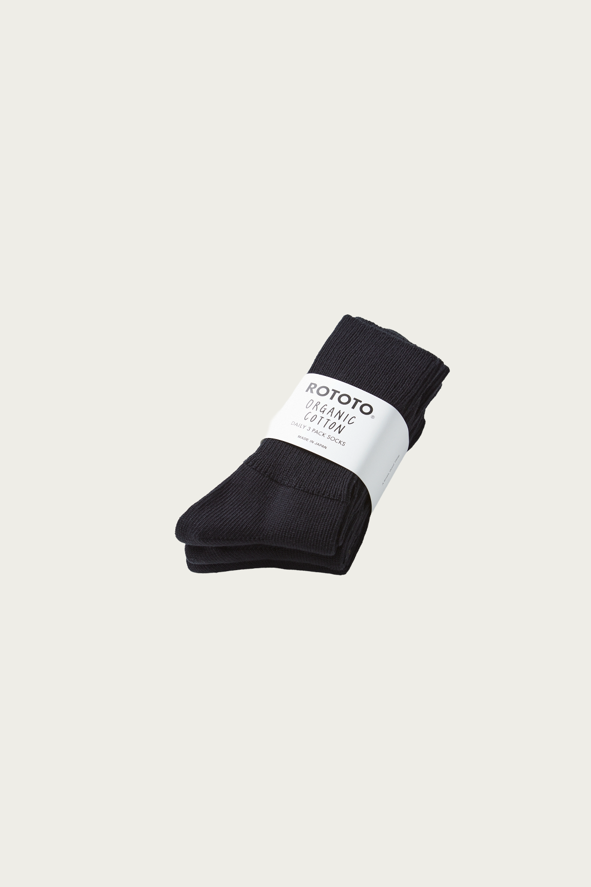 Rototo - Organic Daily 3 Pack Ribbed Crew Socks - Black - Canoe Club