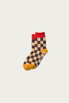 Rototo - Pile Room Socks "Checkerboard" - Red / Yellow - Canoe Club