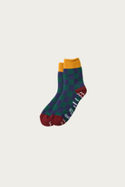 Rototo - Pile Room Socks "Checkerboard" - Yellow / Maroon - Canoe Club