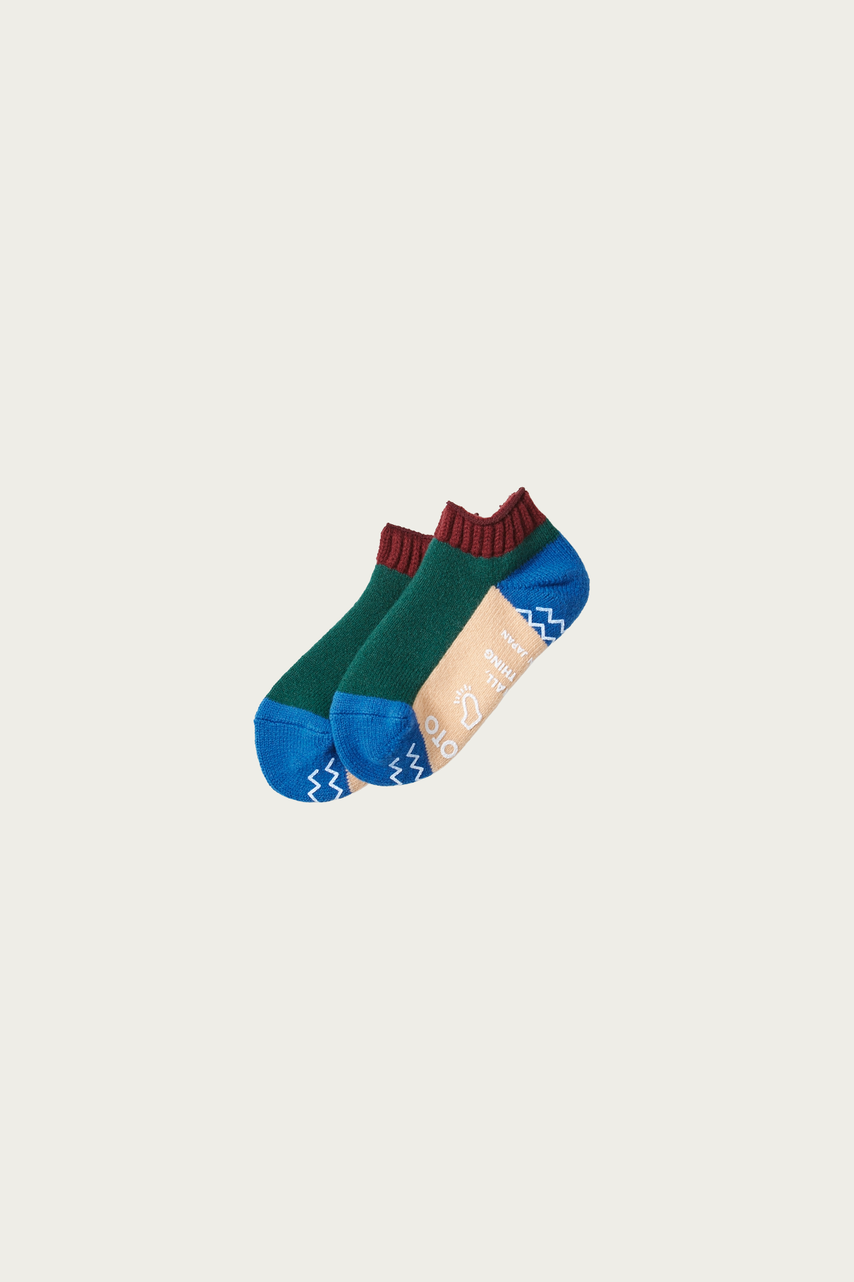 Rototo - Pile Sockslipper "Multi" - Maroon / Dark Green - Canoe Club